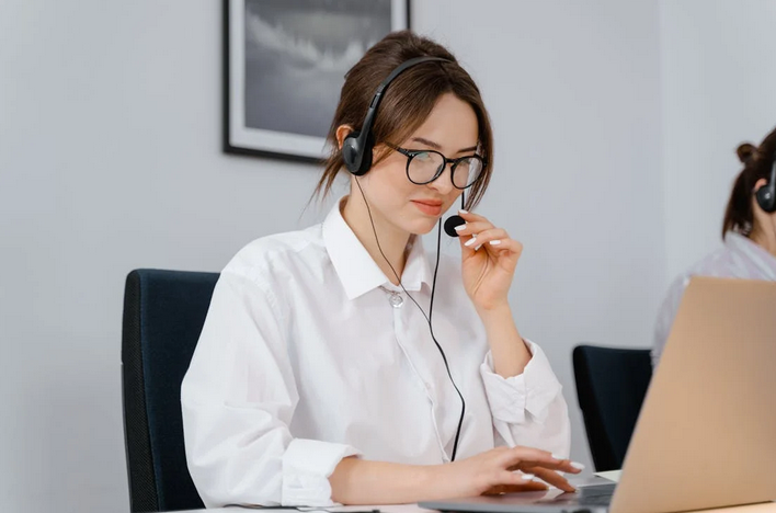 woman with headphones